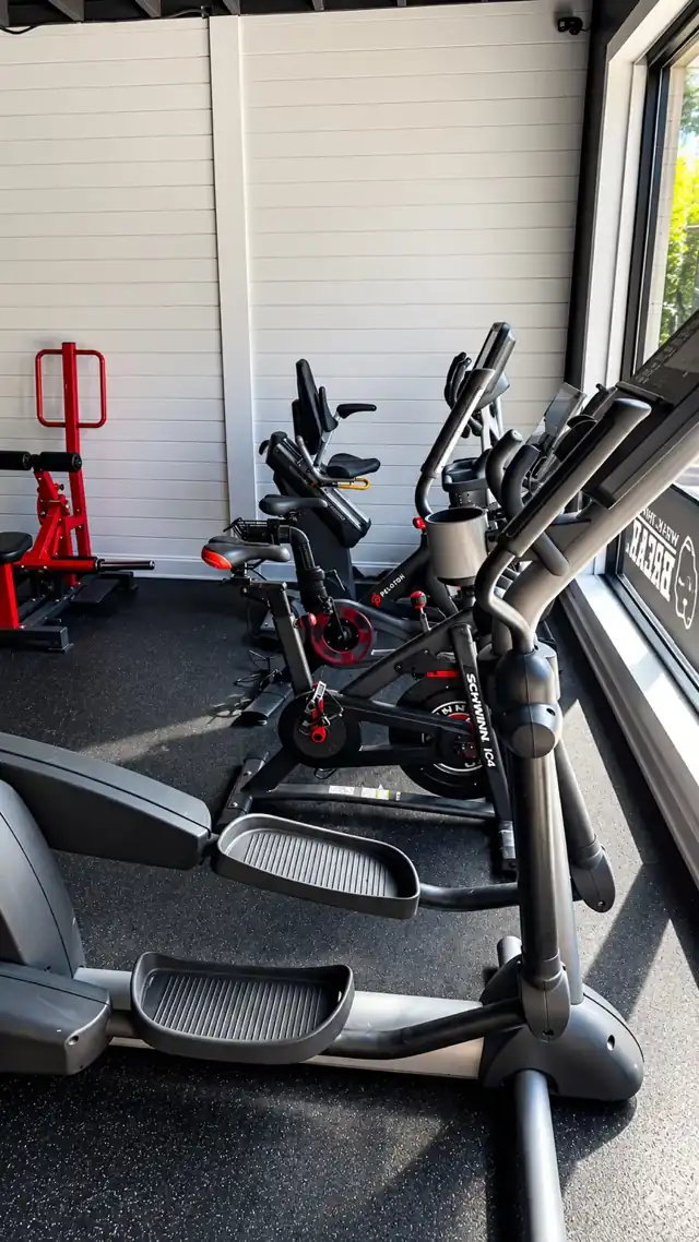 Golden Isles Fitness cardio area with elliptical machines and exercise bikes